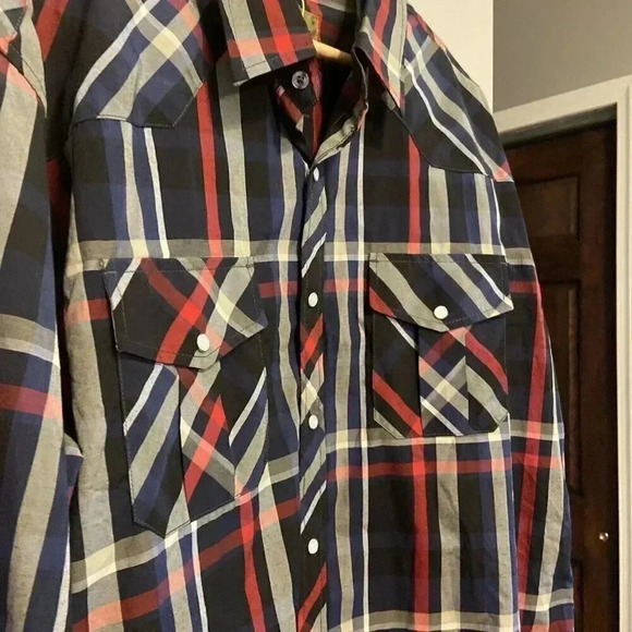 Coevals Club Plaid Long Sleeve Pearl Snap Western Style Shirt Men's Size XL - Picture 8 of 8